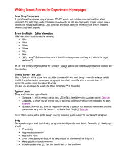 News Writing Basics for Department Websites
