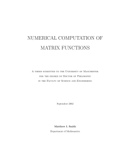 numerical computation of matrix functions