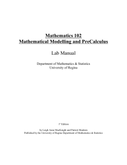 Math 102 Lab Manual - University of Regina
