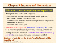 Chapter 9: Impulse and Momentum