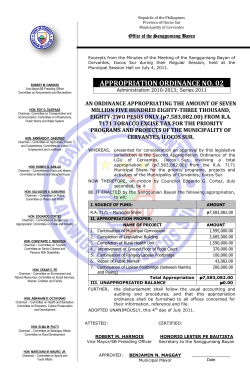 2011AO2-Appropriating R.A.7171-Municipal Share
