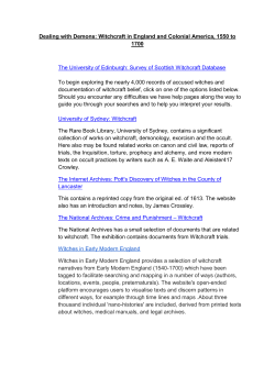Dealing with Demons: Witchcraft in England and Colonial America