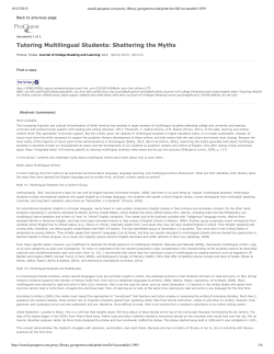 Tutoring Multilingual Students: Shattering the Myths