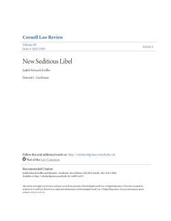New Seditious Libel - Scholarship@Cornell Law