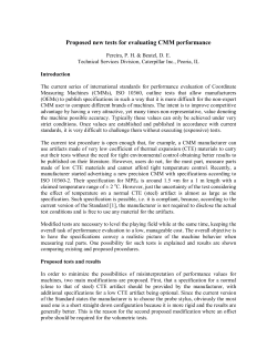 Proposed new tests for evaluating CMM performance