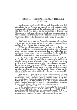 Q. CICERO, HORTENSIUS AND THE LEX AURELIA