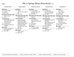 PICA Spring Menu (Preschool)English