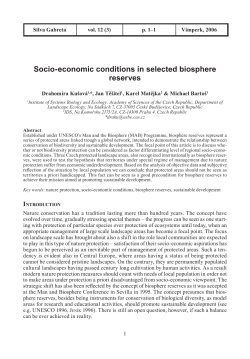 Socio-economic conditions in selected biosphere reserves