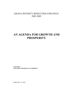 AN AGENDA FOR GROWTH AND PROSPERITY
