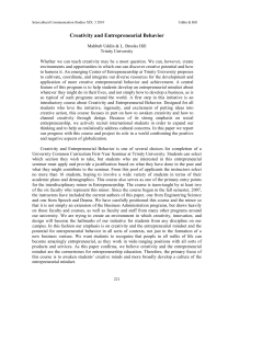 Creativity and Entrepreneurial Behavior