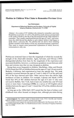 Phobias in Children Who Claim to Remember Previous Lives