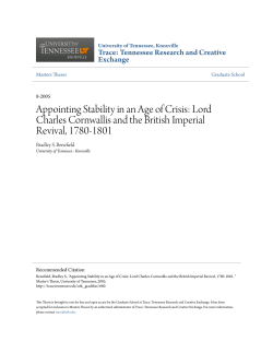 Appointing Stability in an Age of Crisis: Lord Charles Cornwallis and