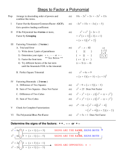 Steps to Factor a Polynomial