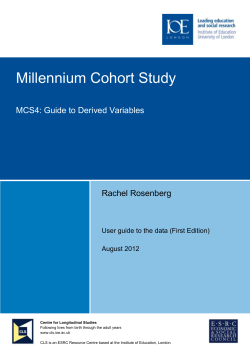 MCS4: Derived Variables - Centre for Longitudinal Studies