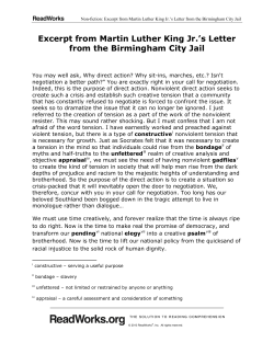 Excerpt from Martin Luther King Jr.`s Letter from the Birmingham City