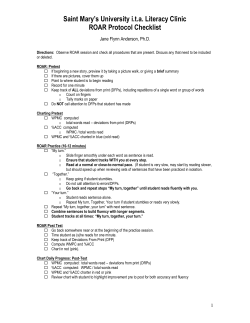 ROAR Protocol Checklist
