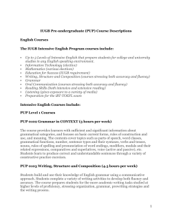 (PUP) Course Descriptions English Courses The IUGB Intensive