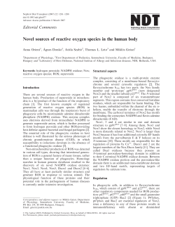 Novel sources of reactive oxygen species in the human body