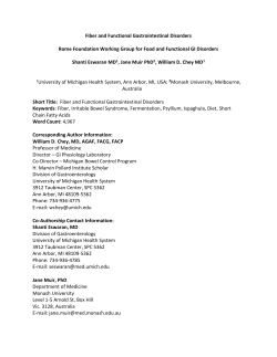 Fiber and Functional Gastrointestinal Disorders Rome Foundation