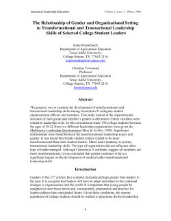 The Relationship of Gender and Organizational Setting to