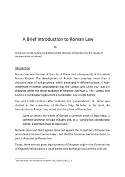 A Brief Introduction to Roman Law - The Faculty of Notaries Public in