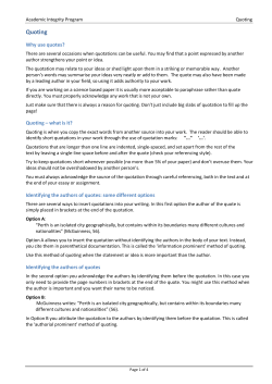 Quoting - The Learning Centre &ndash; Online Programs