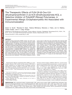 The Therapeutic Effects of PJ34 [N-(6-Oxo