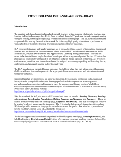 Preschool English Language Arts - Draft