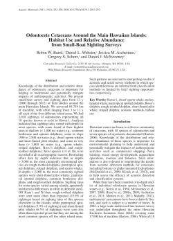 Odontocete Cetaceans Around the Main Hawaiian Islands: Habitat
