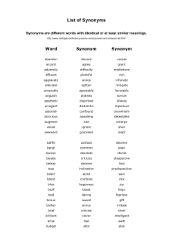 List of Synonyms