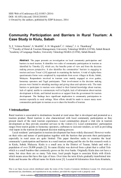 Community Participation and Barriers in Rural Tourism: A Case