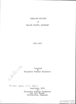 MARRIAGE RECORDS - Concordia Memories