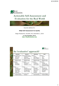 Actionable Self-Assessment and Evaluation for the Real World An