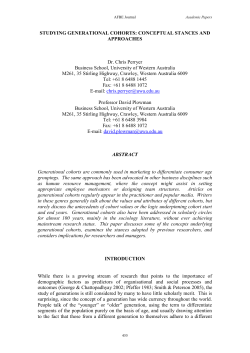 STUDYING GENERATIONAL COHORTS: CONCEPTUAL STANCES