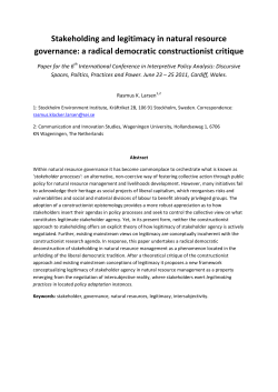 Stakeholding and legitimacy in natural resource governance: a