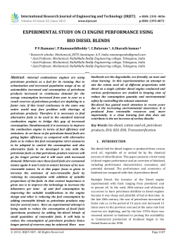 Experimental Study on Ci Engine Performance Using Bio Diesel