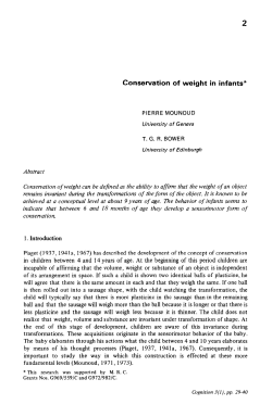 Mounoud (1974) Conservation of weight in infants