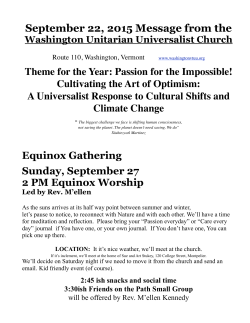 September 22, 2015 - Washington, Vermont Universalist (UU) Church