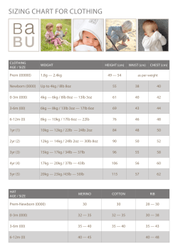 sizing chart for clothing