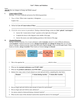 Aim 40: How are changes in Energy and Matter related?