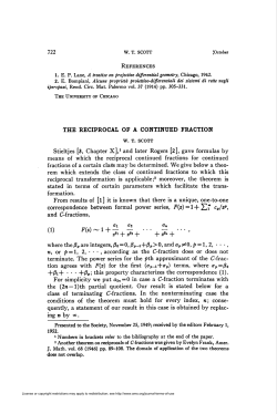 THE RECIPROCAL OF A CONTINUED FRACTION