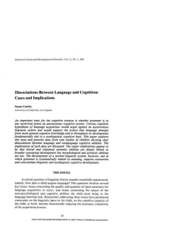 Dissociations Between Language and Cognition