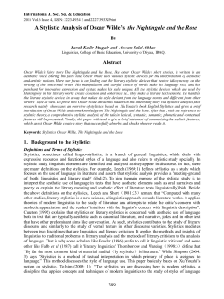 A Stylistic Analysis of Oscar Wilde`s the Nightingale and the Rose