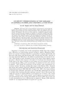 Students` understanding of the variable as general number and