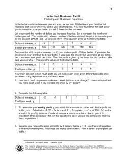 74 In the Herb Business, Part III Factoring and Quadratic Equations