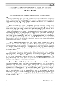 booker t washington`s up from slavery : its sources of