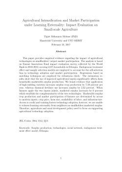 Agricultural Intensification and Market Participation under
