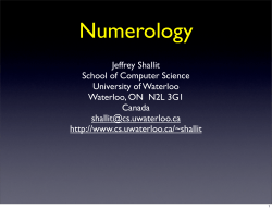 Numerology - the David R. Cheriton School of Computer Science