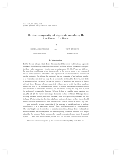 On the complexity of algebraic numbers, II. Continued fractions
