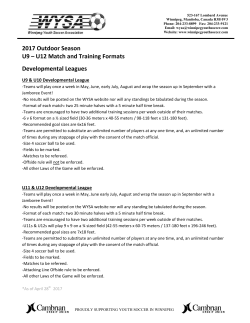 2017 Outdoor Season U9 – U12 Match and Training Formats